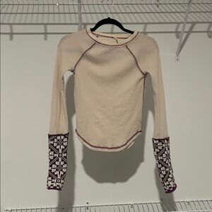Free People She's Reversible long sleeve thermal oat tee size XS